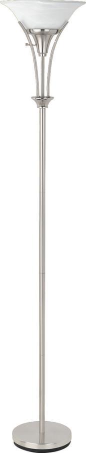 Archie - Floor Lamp With Frosted Ribbed Shade - Brushed Steel