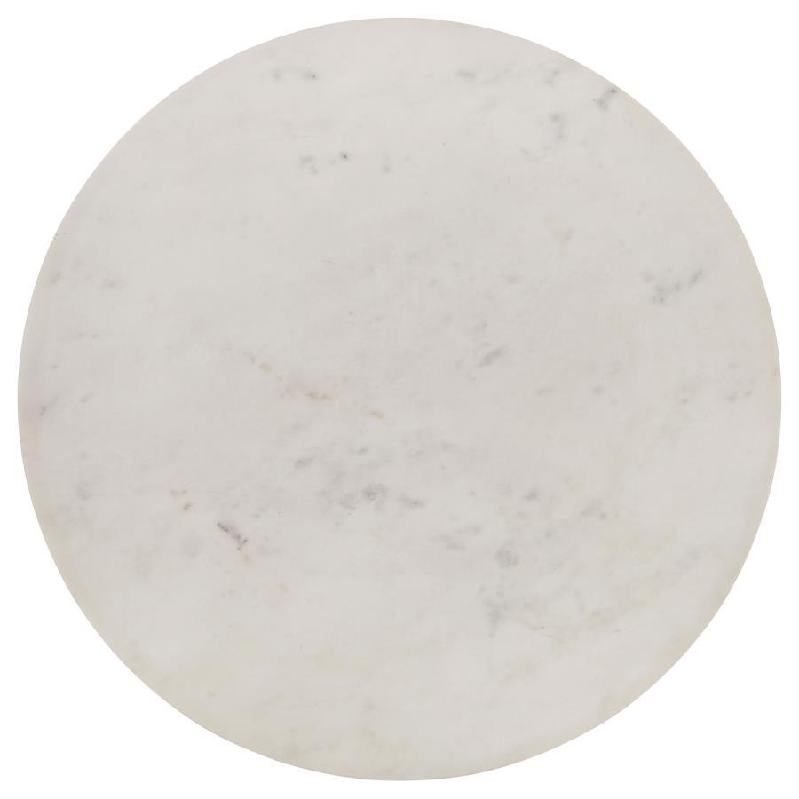 Aldis - Round Marble Top End Table - White and Natural