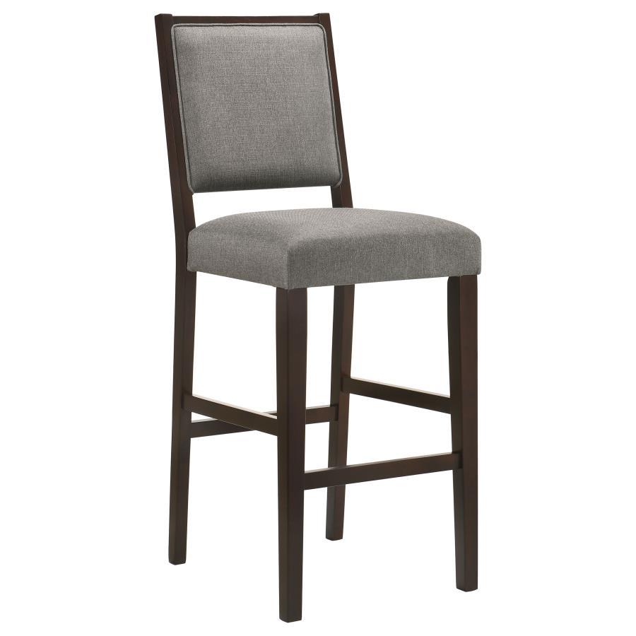 Bedford - Upholstered Open Back Bar Stools With Footrest (Set of 2) - Grey and Espresso