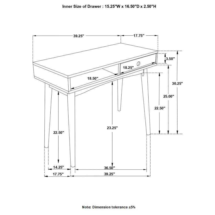 Bradenton - 1-Drawer Writing Desk - White and Walnut