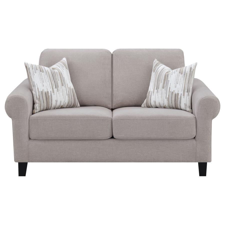 Nadine - Upholstered Round Arm Loveseat - Oatmeal