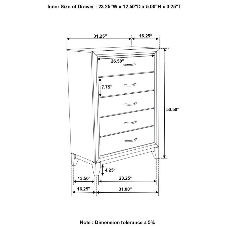 Watson - 5-Drawer Chest - Grey Oak and Black