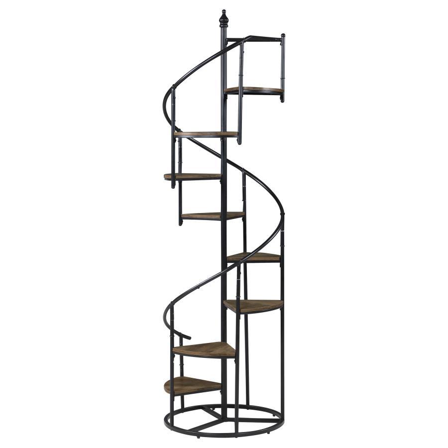 Roseglen - 8-Shelf Staircase Bookcase - Rustic Brown and Black