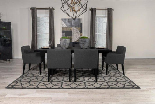 Catherine - 7-Piece Double Pedestal Dining Table Set - Charcoal Grey and Black