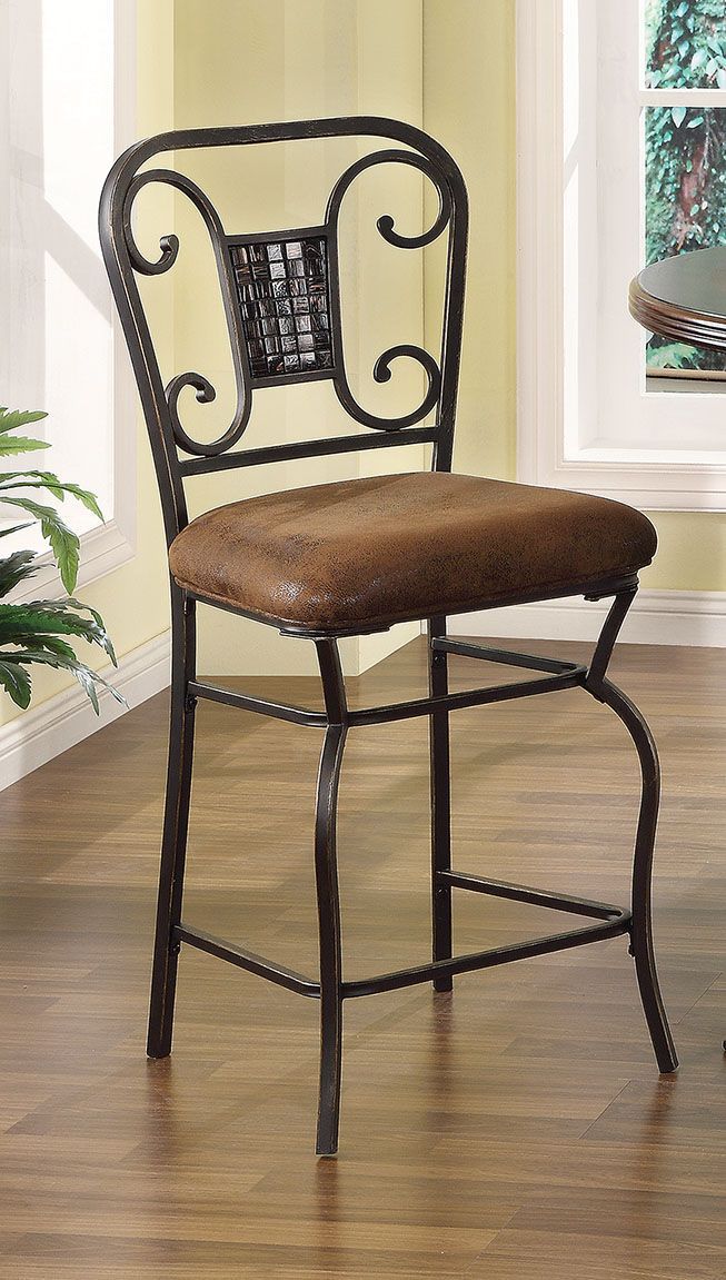 Tavio - Counter Height Chair (2 Piece) - Fabric & Antique Bronze