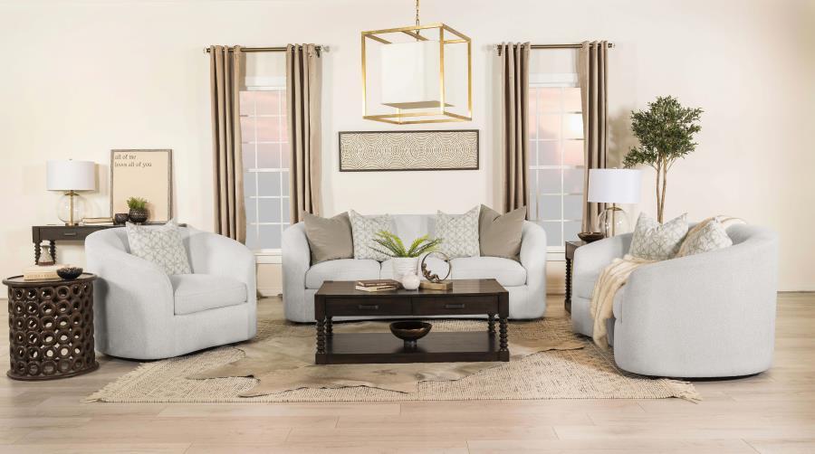 Rainn - 3-Piece Upholstered Tight Back Living Room Set - Latte