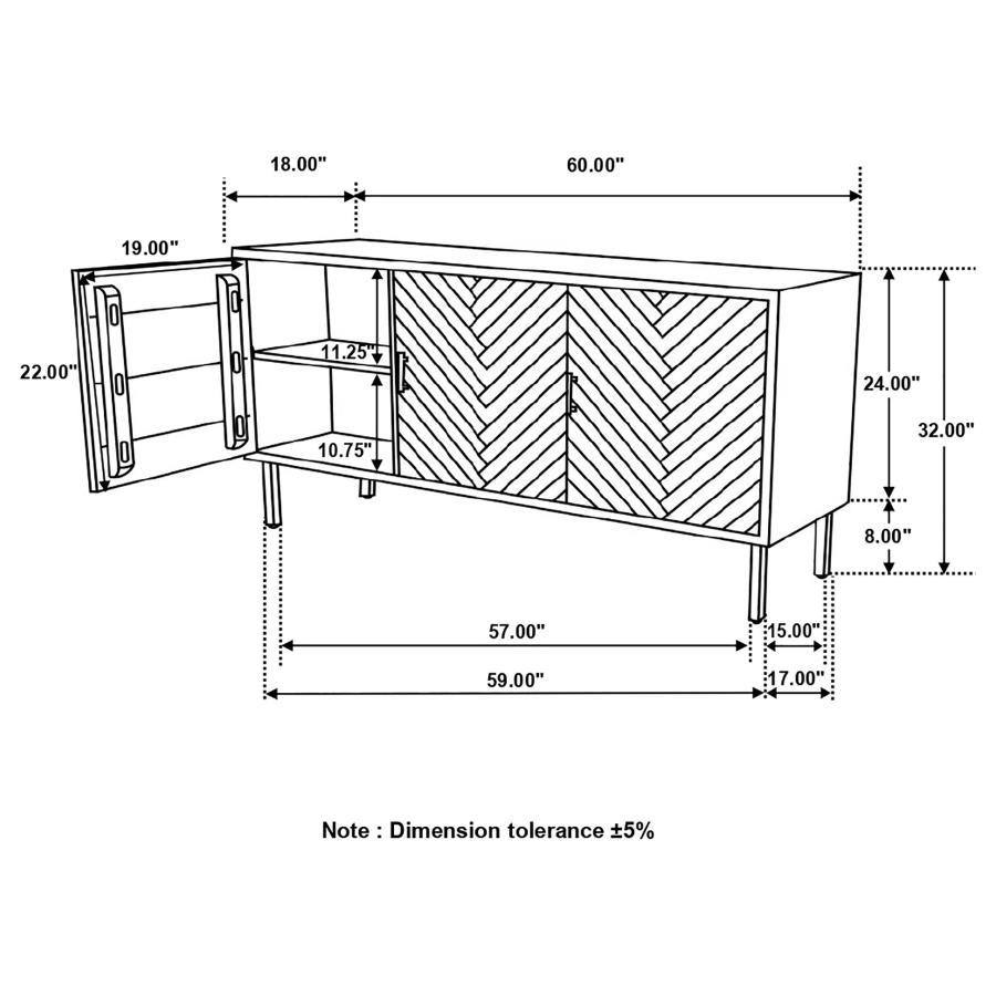 Misty - Rectangular 3-Door Server - Grey Sheesham