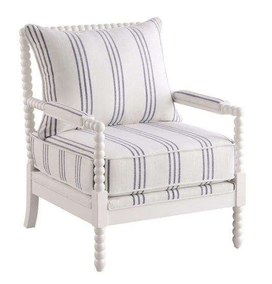 Blanchett - Upholstered Accent Chair With Spindle Accent - White and Navy