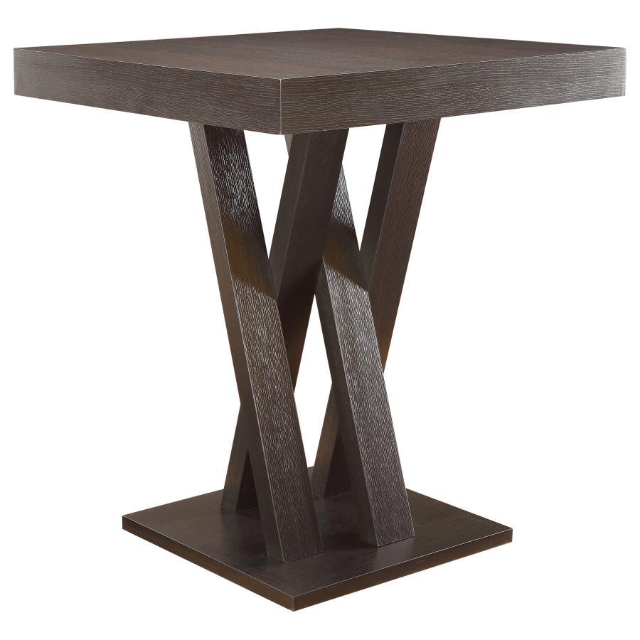 Freda - Double X-Shaped Base Square Bar Table - Cappuccino