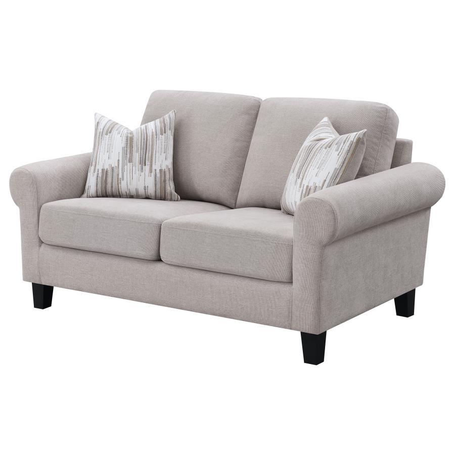 Nadine - Upholstered Round Arm Loveseat - Oatmeal