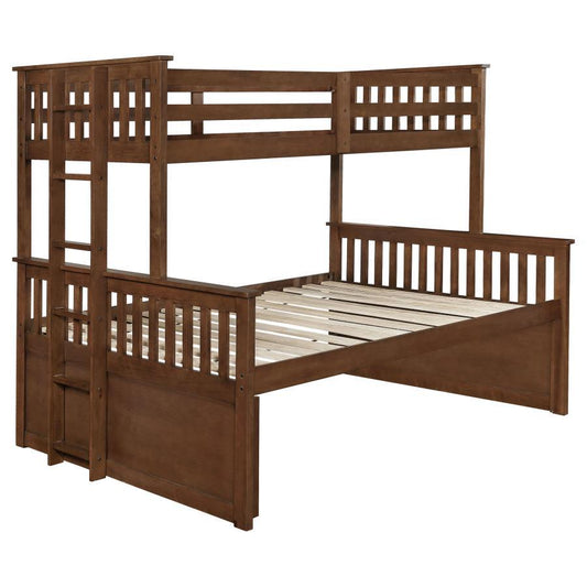 Atkin - Twin Extra Long Over Queen 3-Drawer Bunk Bed - Weathered Walnut