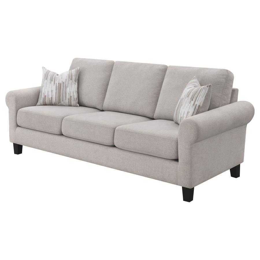 Nadine - Upholstered Round Arm Sofa - Oatmeal