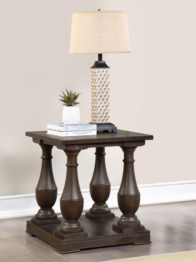 Walden - Rectangular End Table With Turned Legs and Floor Shelf - Coffee