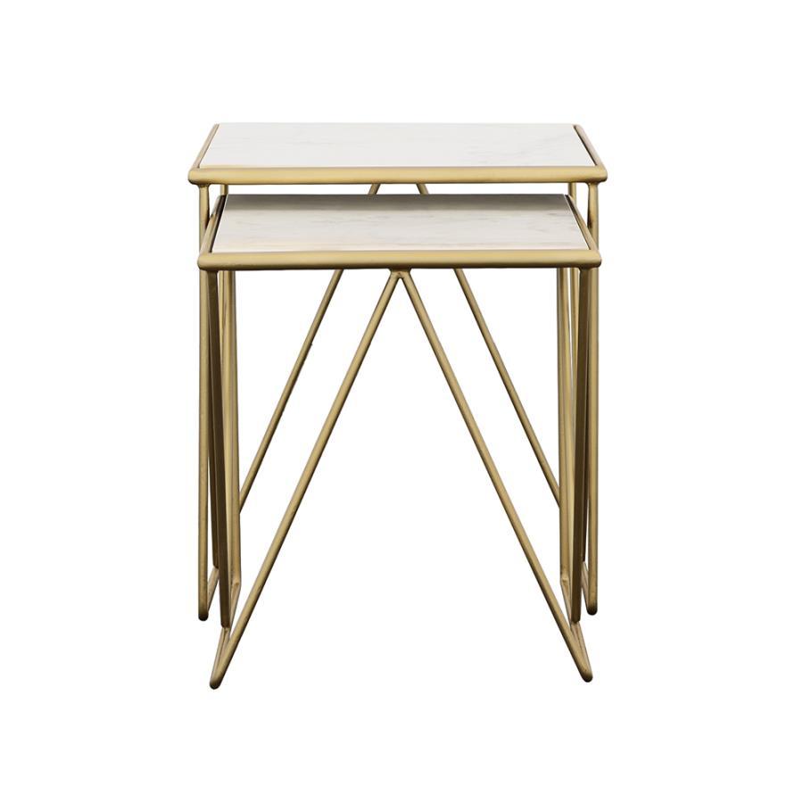 Bette - 2-Piece Nesting Table Set - White and Gold