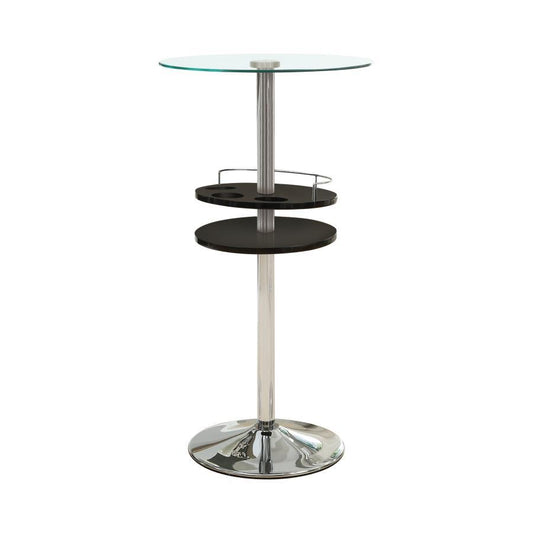 Gianella - Glass Top Bar Table With Wine Storage - Black and Chrome