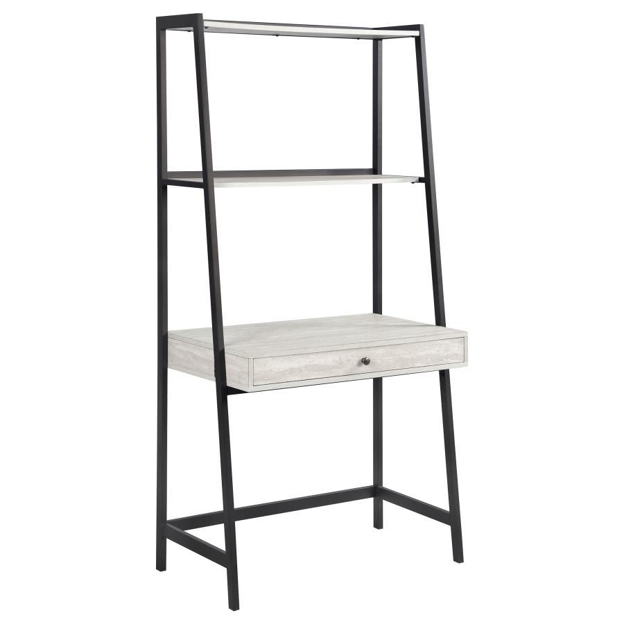 Pinckard - 1-Drawer Ladder Desk - Grey Stone and Black