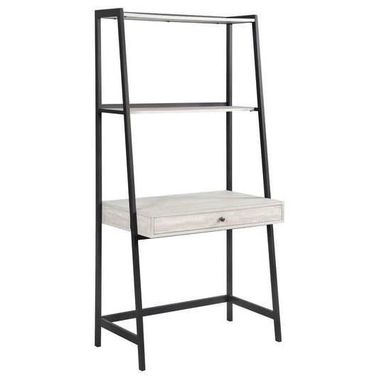 Pinckard - 1-Drawer Ladder Desk - Grey Stone and Black