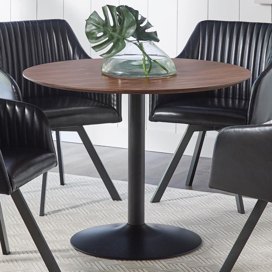 Cora - Round Dining Table - Walnut and Black