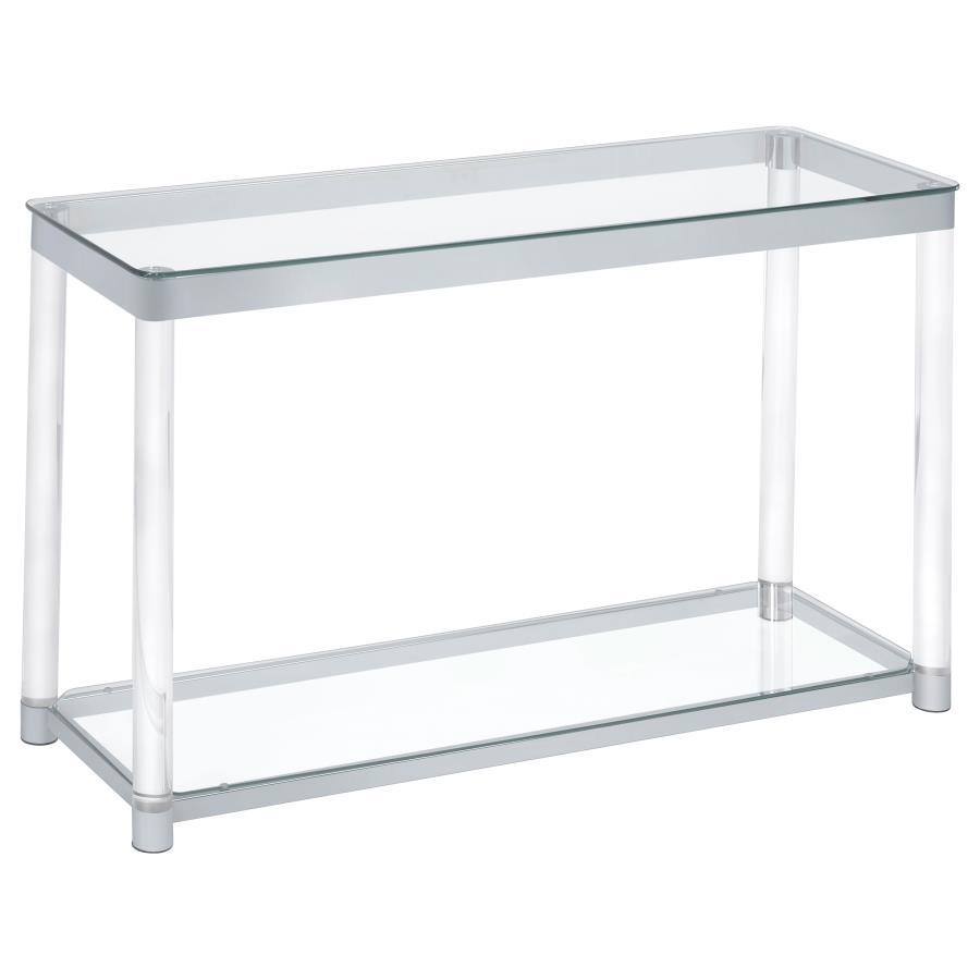 Anne - Sofa Table With Lower Shelf - Chrome and Clear