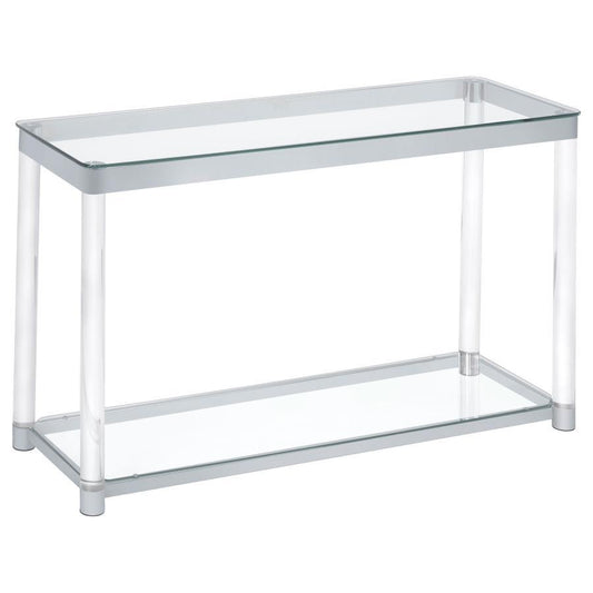 Anne - Sofa Table With Lower Shelf - Chrome and Clear