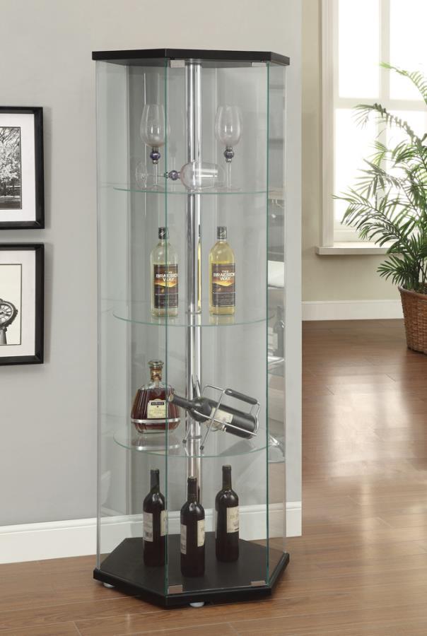 Zahavah - 4-shelf Hexagon Shaped Curio Cabinet