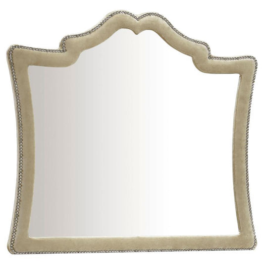 Antonella - Dresser Mirror With Nailhead Trim - Camel