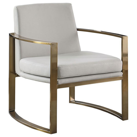 Cory - Concave Metal Arm Accent Chair - Cream and Bronze