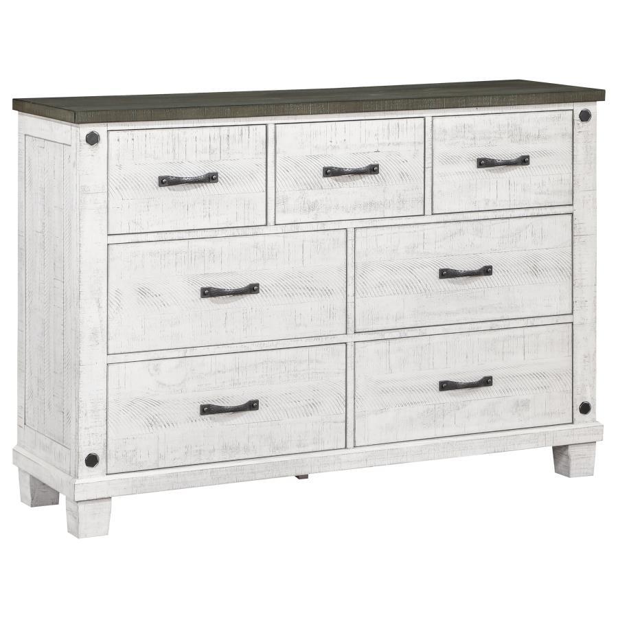 Lilith - 7-Drawer Dresser Distressed - Distressed Grey And White