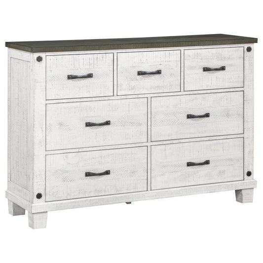 Lilith - 7-Drawer Dresser Distressed - Distressed Grey And White