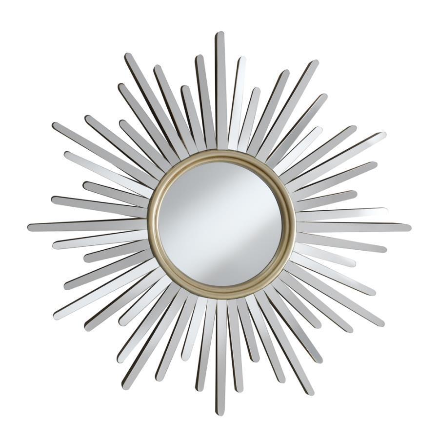 Beiwen - Sunburst Wall Mirror - Champagne and Silver
