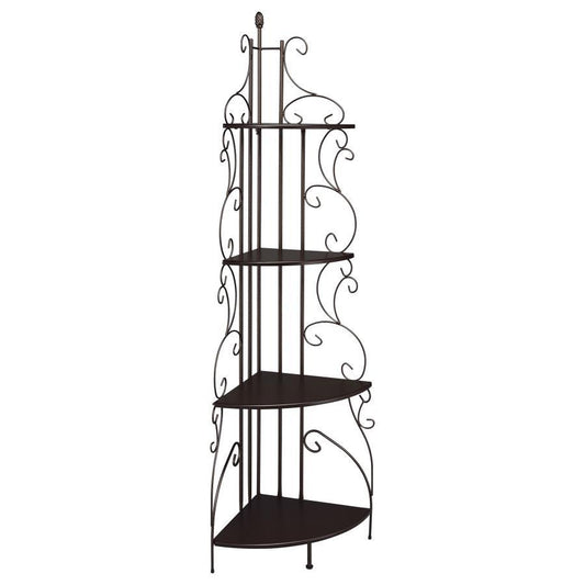 Poppy - 4-Shelf Corner Bookcase - Cappuccino and Copper