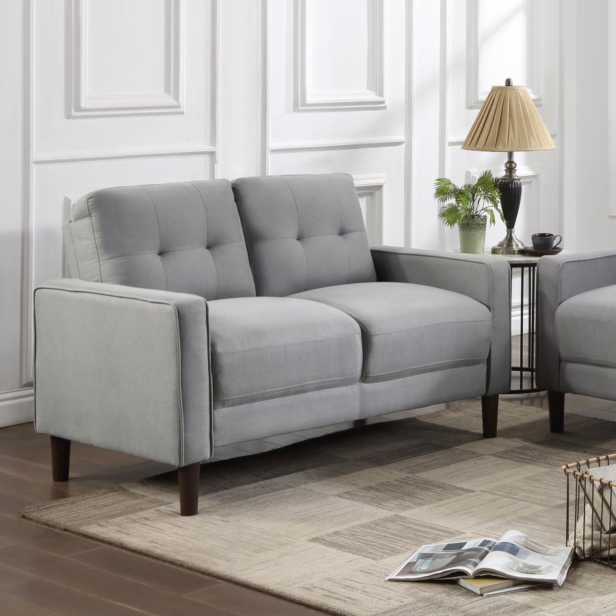 Bowen - Upholstered Track Arms Tufted Loveseat - Grey