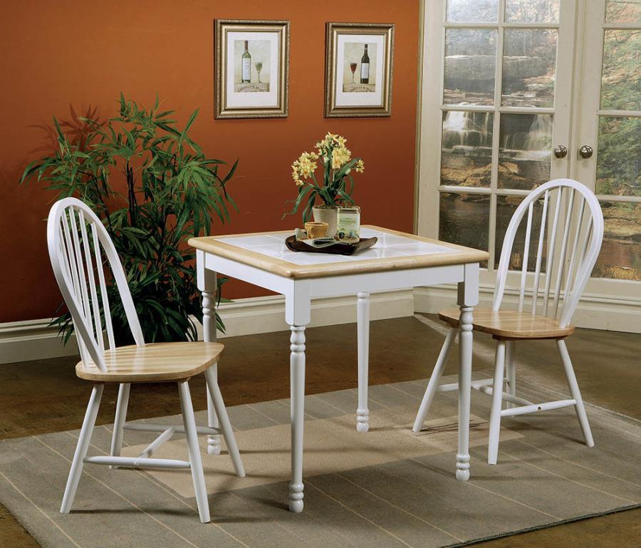 Carlene - Square Top Dining Table - Natural Brown and White