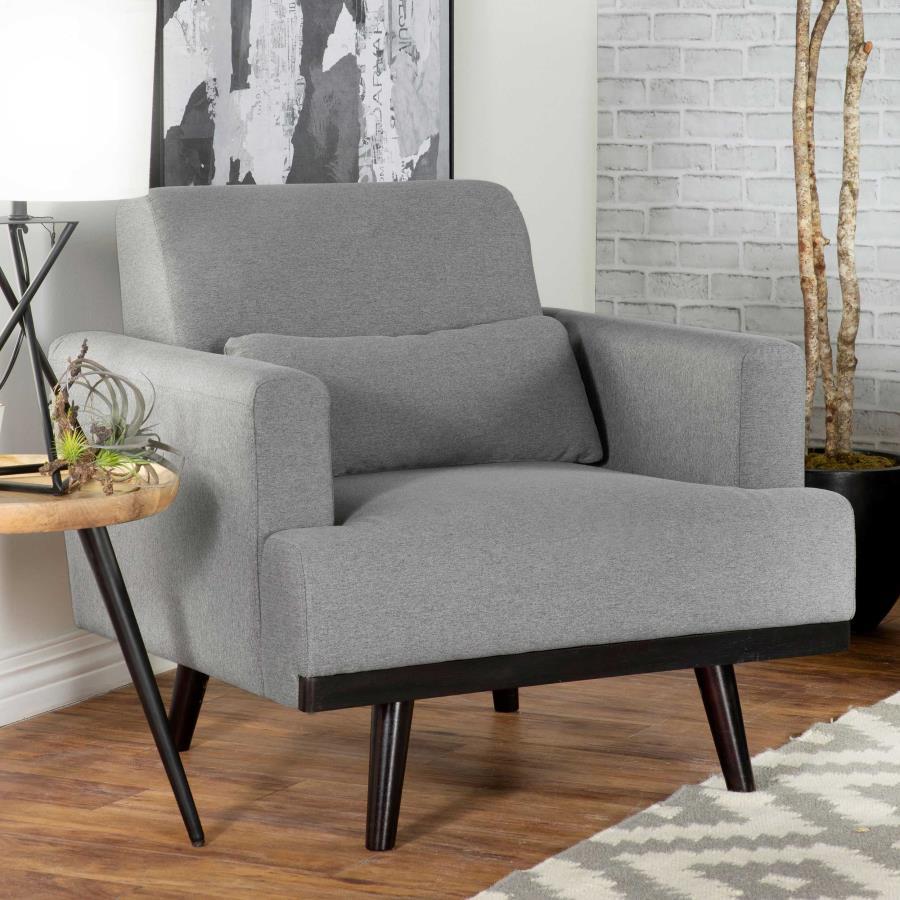 Blake - Upholstered Chair With Track Arms - Sharkskin and Dark Brown