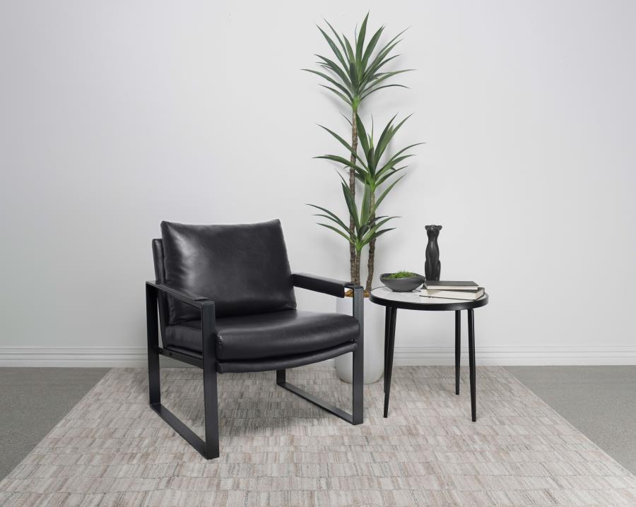 Rosalind - Upholstered Track Arms Accent Chair - Black and Gummetal