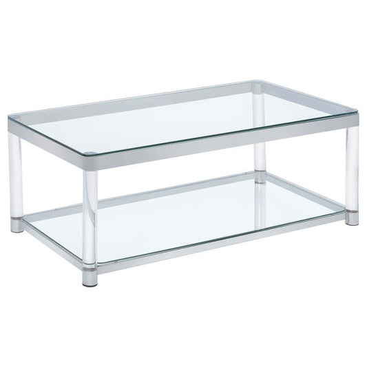 Anne - Coffee Table With Lower Shelf - Chrome and Clear