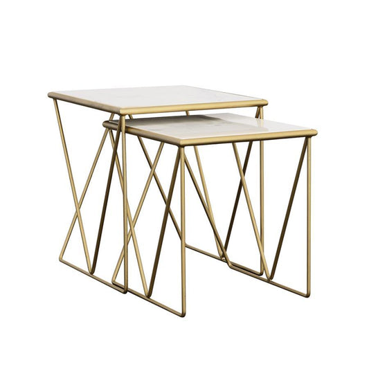 Bette - 2-Piece Nesting Table Set - White and Gold