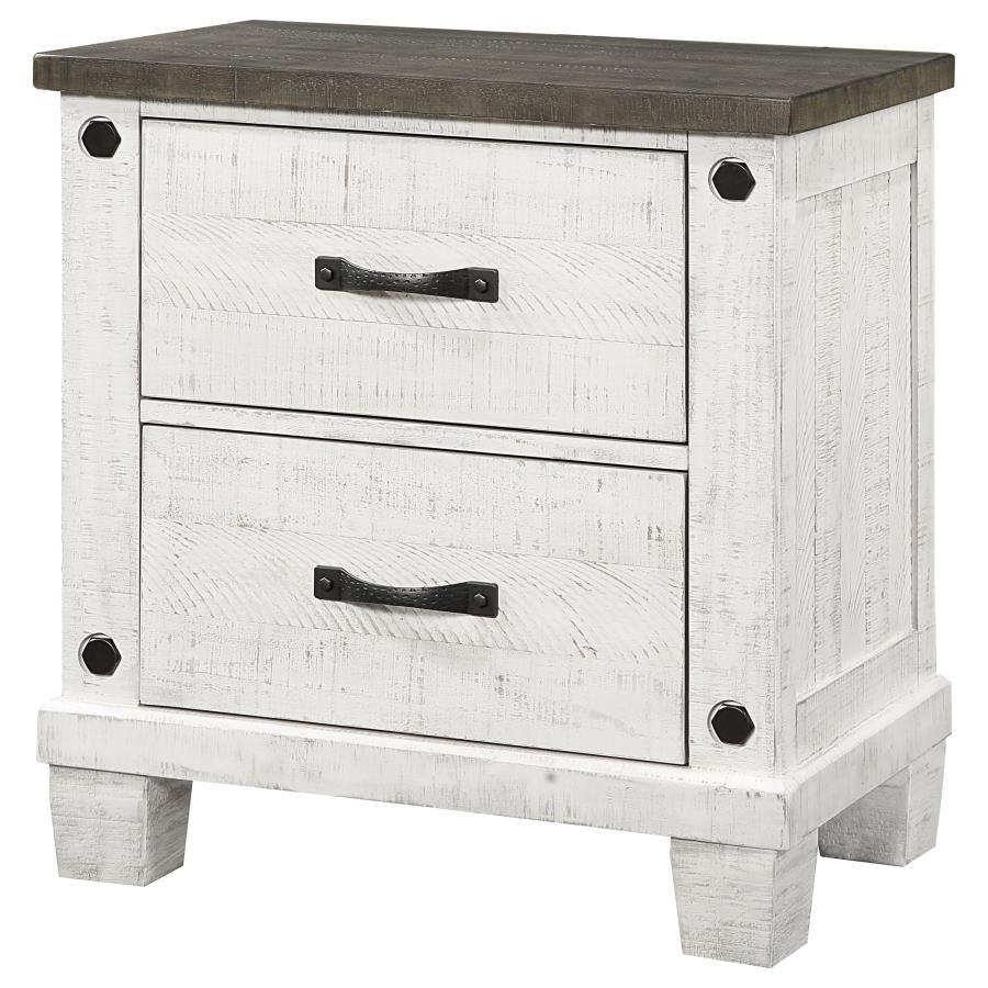 Lilith - 2-Drawer Nightstand - Distressed Grey And White