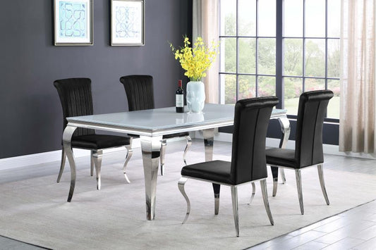 Carone - 5-Piece Rectangular Dining Set - White / Chrome