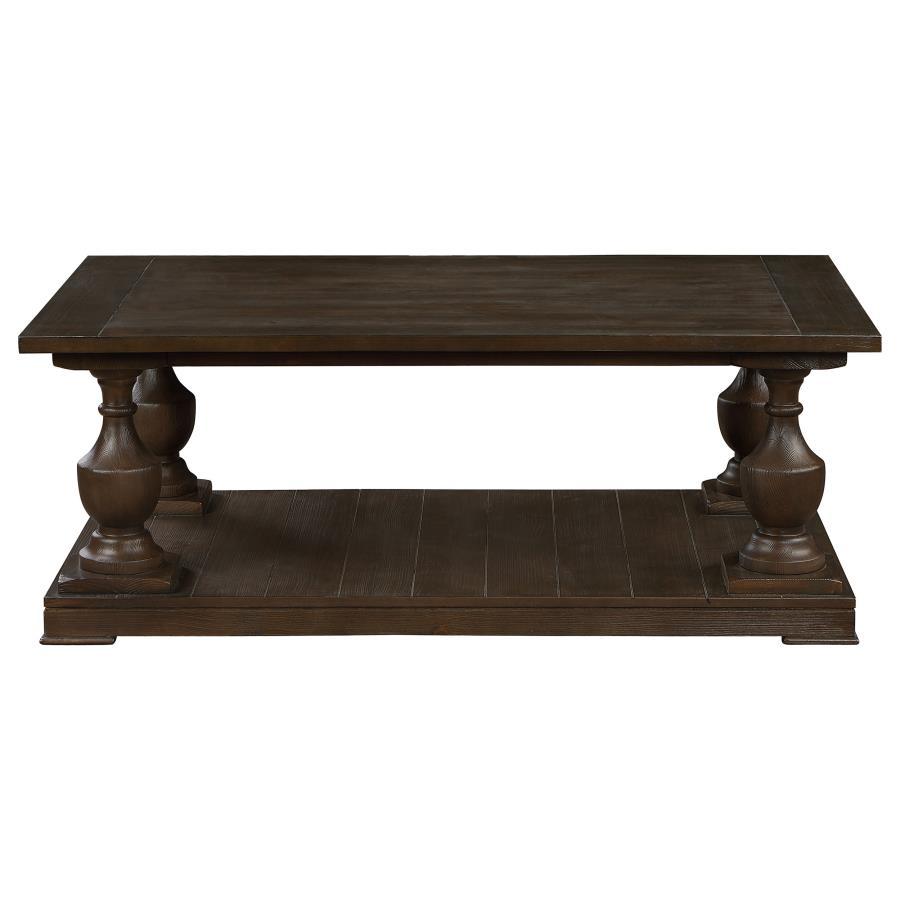 Walden - Rectangular Coffee Table With Turned Legs and Floor Shelf - Coffee