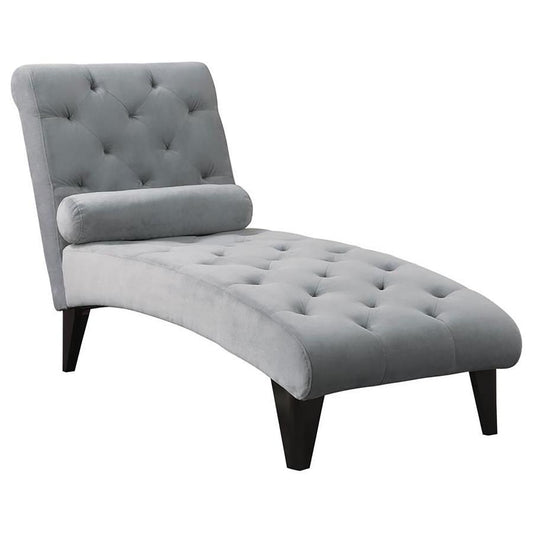 Daniel - Tufted Chaise With Small Bolster Pillow - Grey