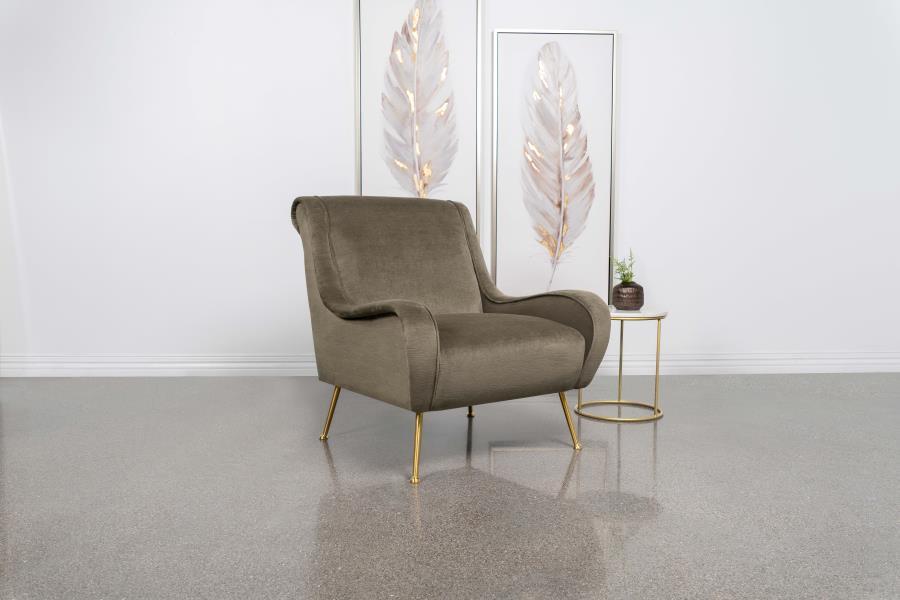 Ricci - Upholstered Saddle Arms Accent Chair - Truffle and Gold