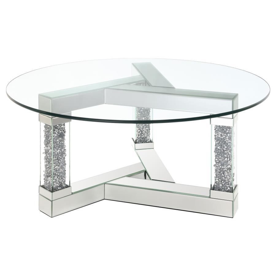 Octave - Square Post Legs Round Coffee Table - Mirror