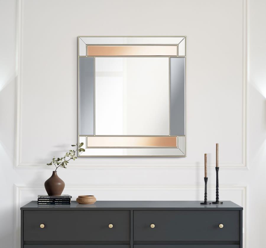 Braylin - Rectangular Wall Mirror - Champagne and Grey