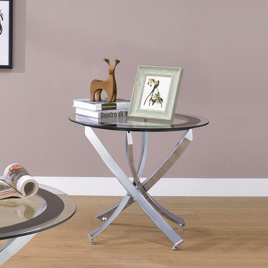 Brooke - Glass Top End Table - Chrome and Black
