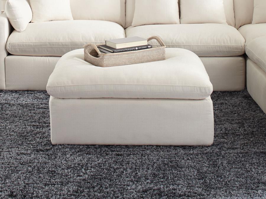 Hobson - Cushion Seat Ottoman - Off-White