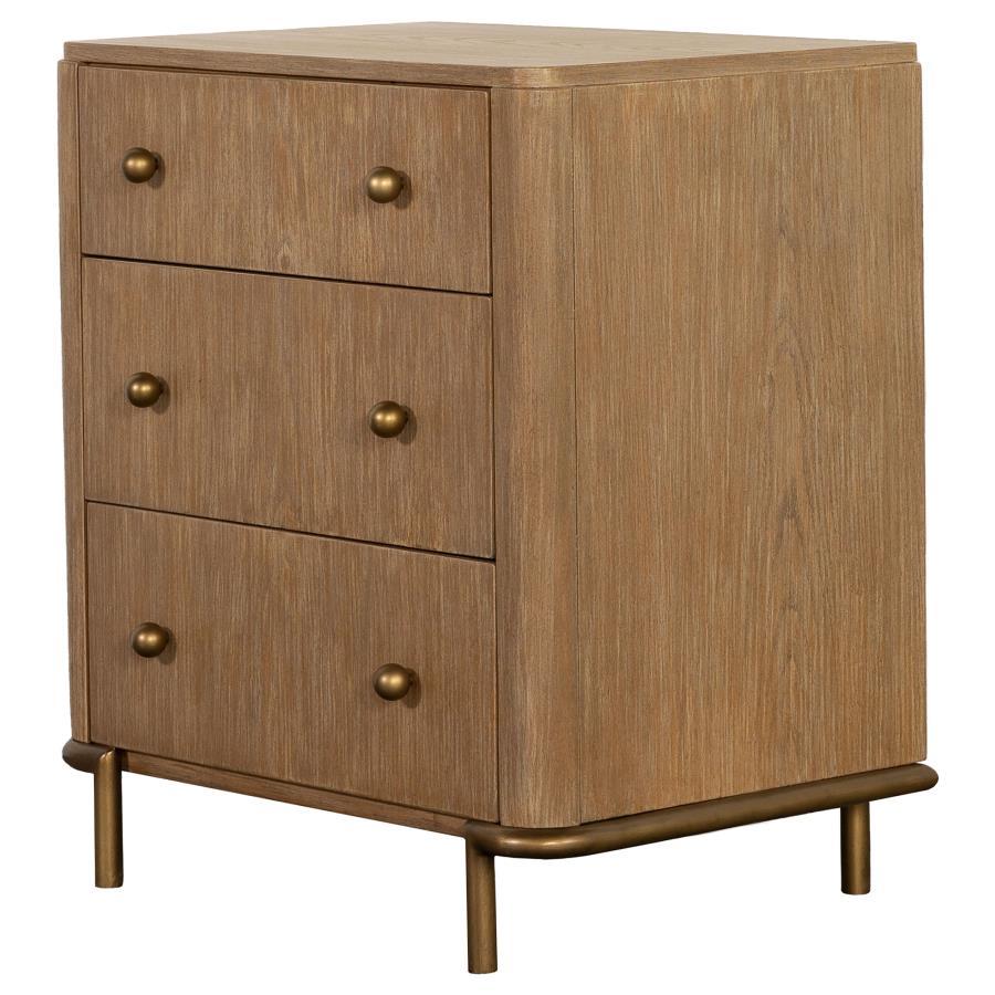Arini - 3-Drawer Nightstand With Dual USB Ports - Sand Wash