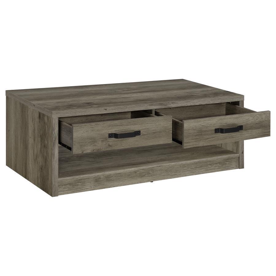 Felix - 2-Drawer Rectangular Engineered Wood Coffee Table - Grey Driftwood