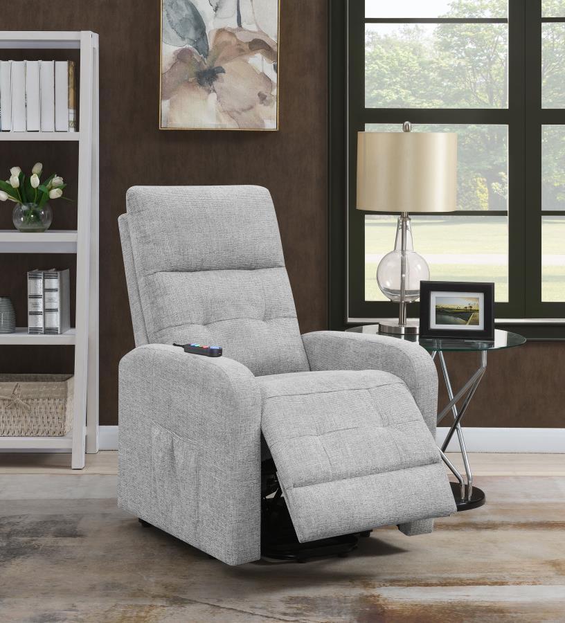 Howie - Tufted Upholstered Power Lift Recliner - Grey