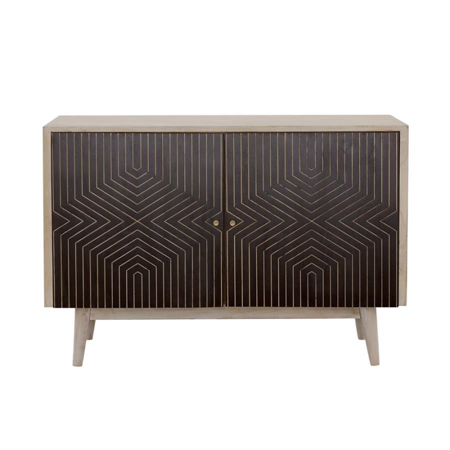 Ixora - 2-Door Accent Cabinet - White Washed and Black